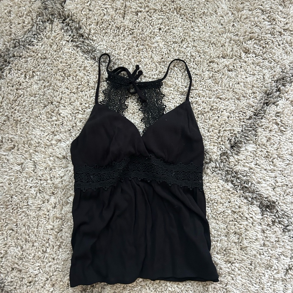 Black Lace Trim Cami Top
